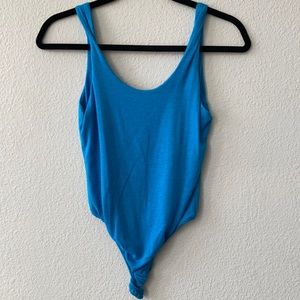 Dotted - Bright Blue Thong Bodysuit - Size Small